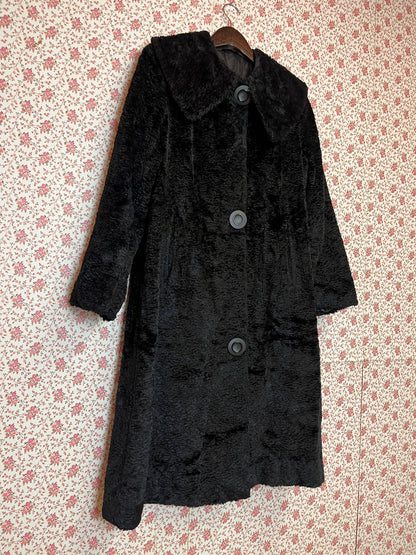 Vintage 1950s Faux Astrakhan Collared Coat