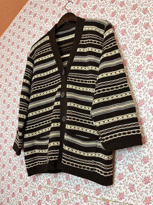 Vintage 1970s Striped Knitted Cardigan