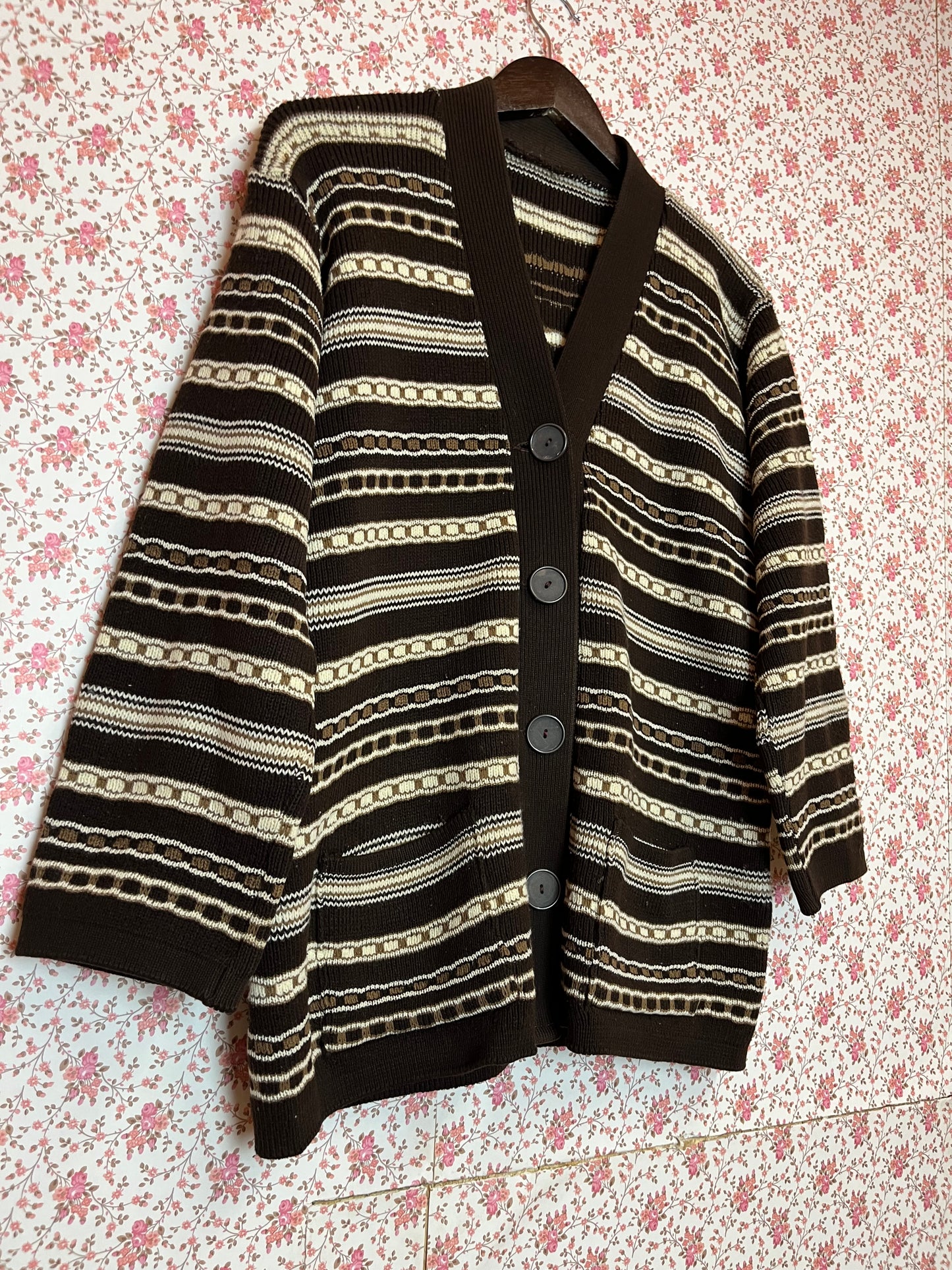 Vintage 1970s Striped Knitted Cardigan