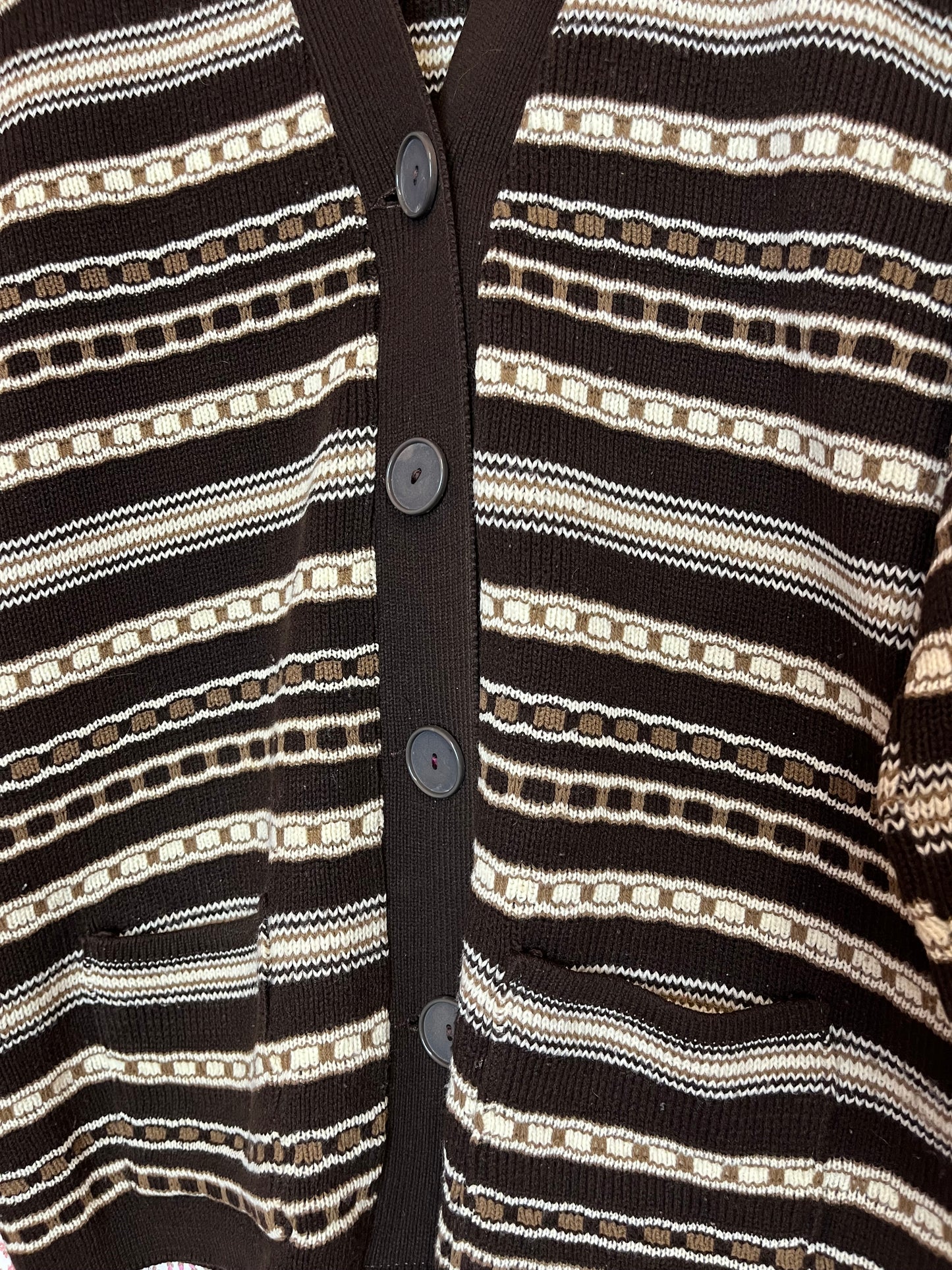 Vintage 1970s Striped Knitted Cardigan