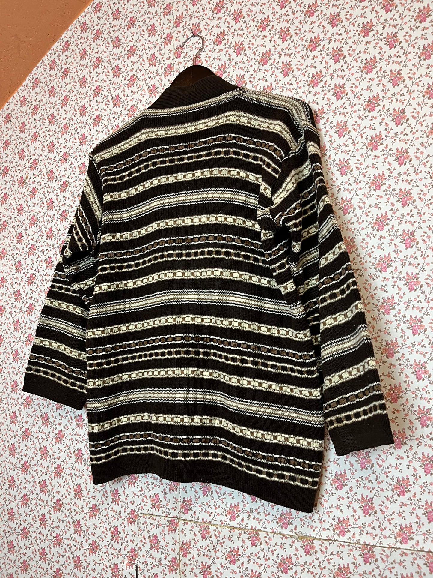 Vintage 1970s Striped Knitted Cardigan