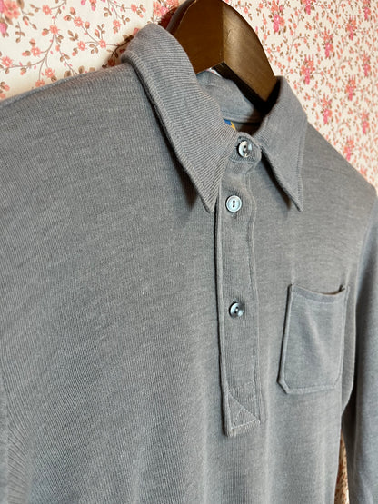 Vintage 1960s Acryl Grey Popover Shirt