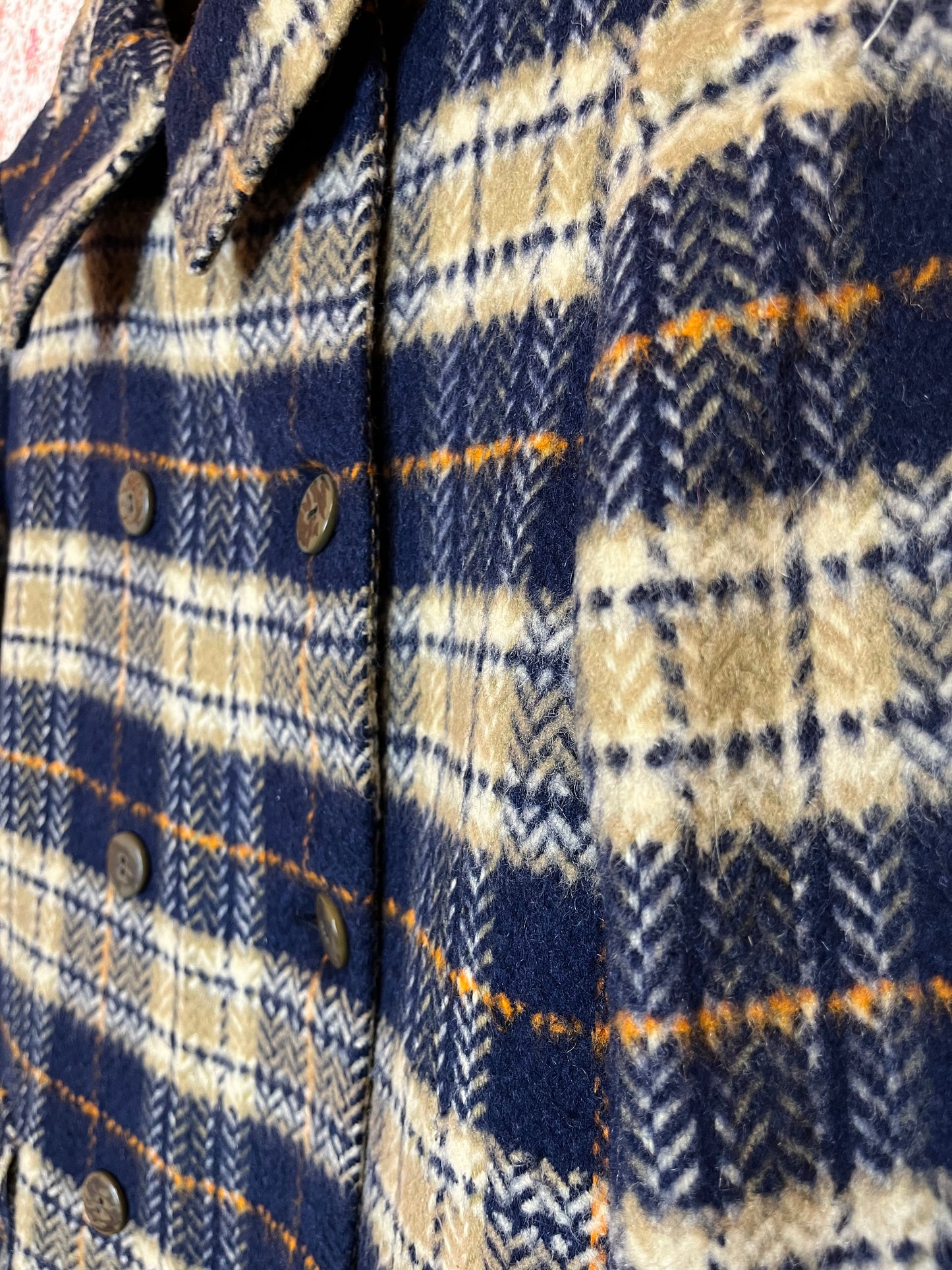 Vintage 1960s Hand Made Wool Checked Coat