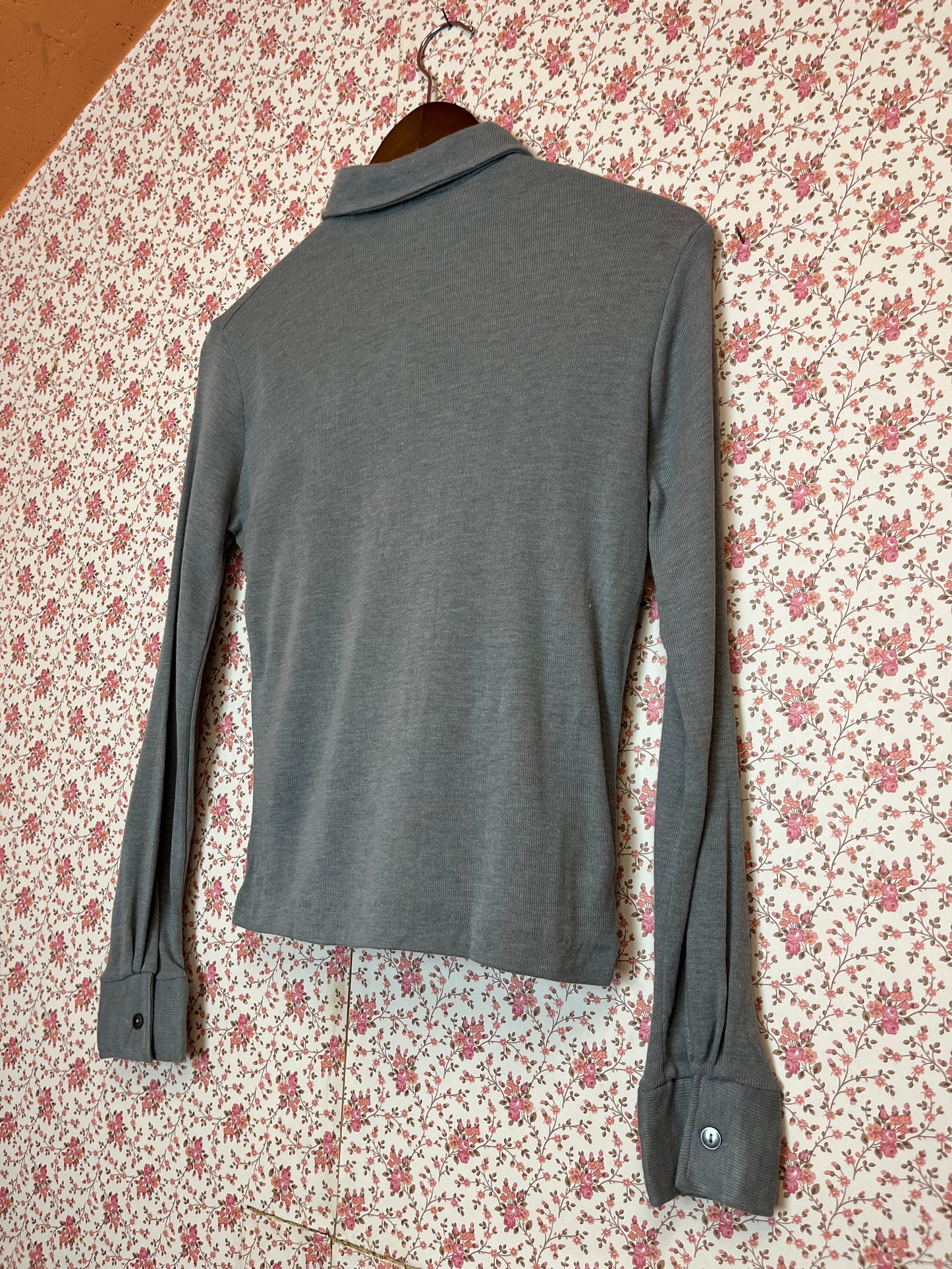 Vintage 1960s Acryl Grey Popover Shirt