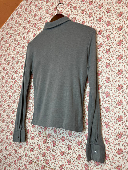 Vintage 1960s Acryl Grey Popover Shirt