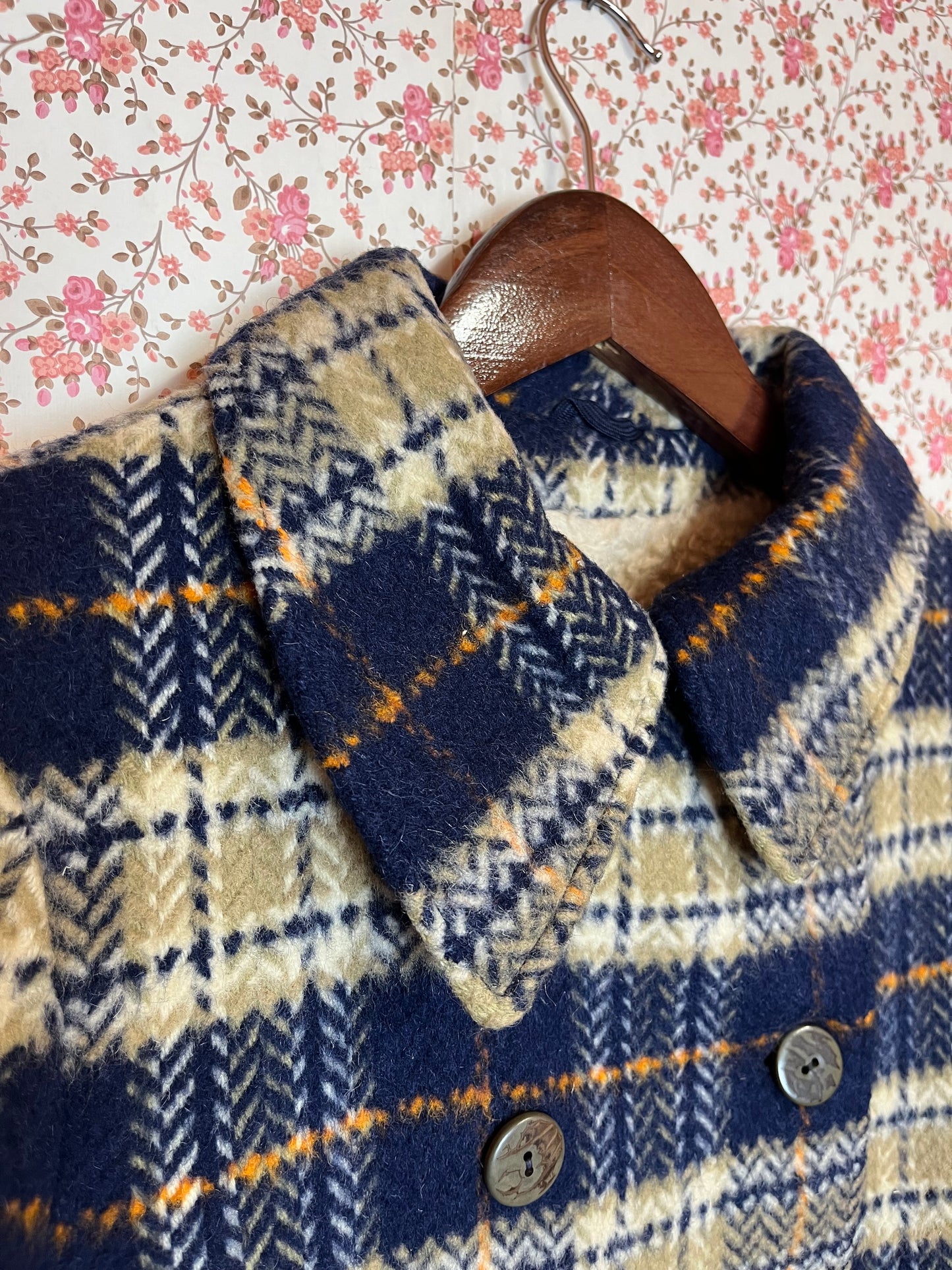 Vintage 1960s Hand Made Wool Checked Coat