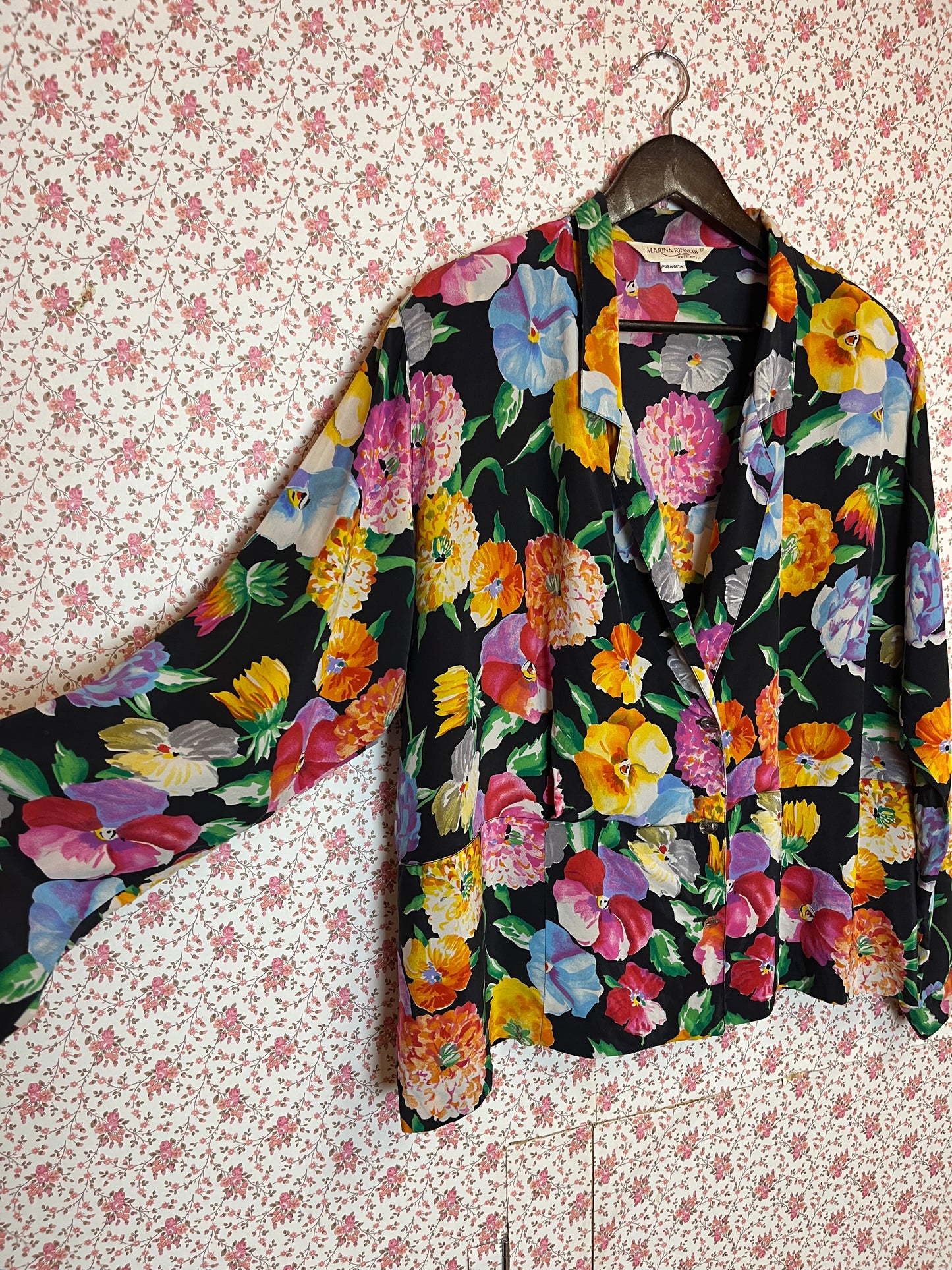 Vintage 1980s Silk Floral Blouse