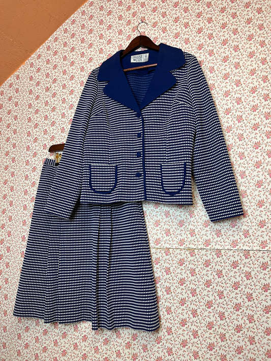 Vintage 1970s Textured Jacket & Skirt Suit Set