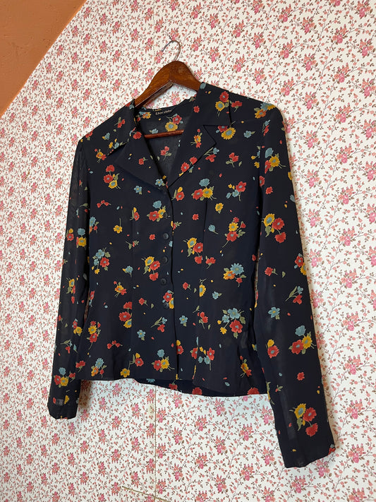 Vintage 1970s Floral Print Blouse