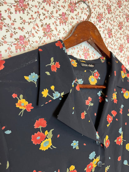 Vintage 1970s Floral Print Blouse