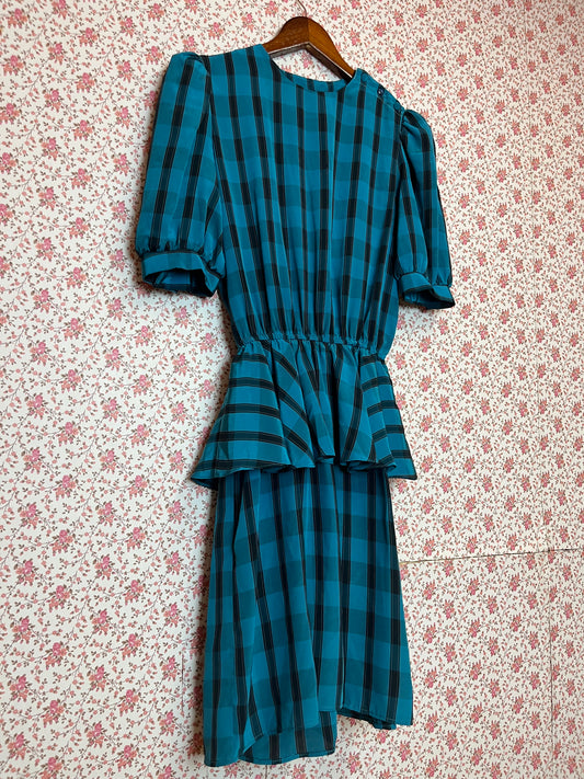 Vintage 1980s Checked Tier Skirt Dress