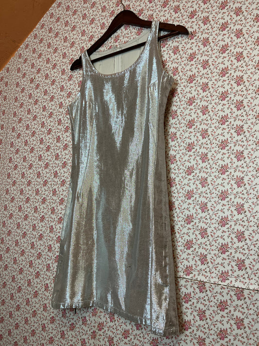 Vintage 1960s Hand Made Metallic Shift Dress