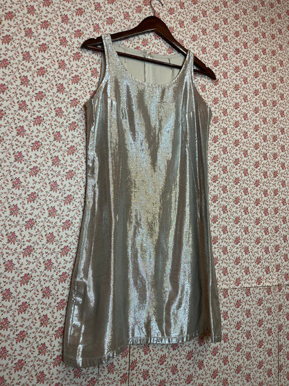 Vintage 1960s Hand Made Metallic Shift Dress