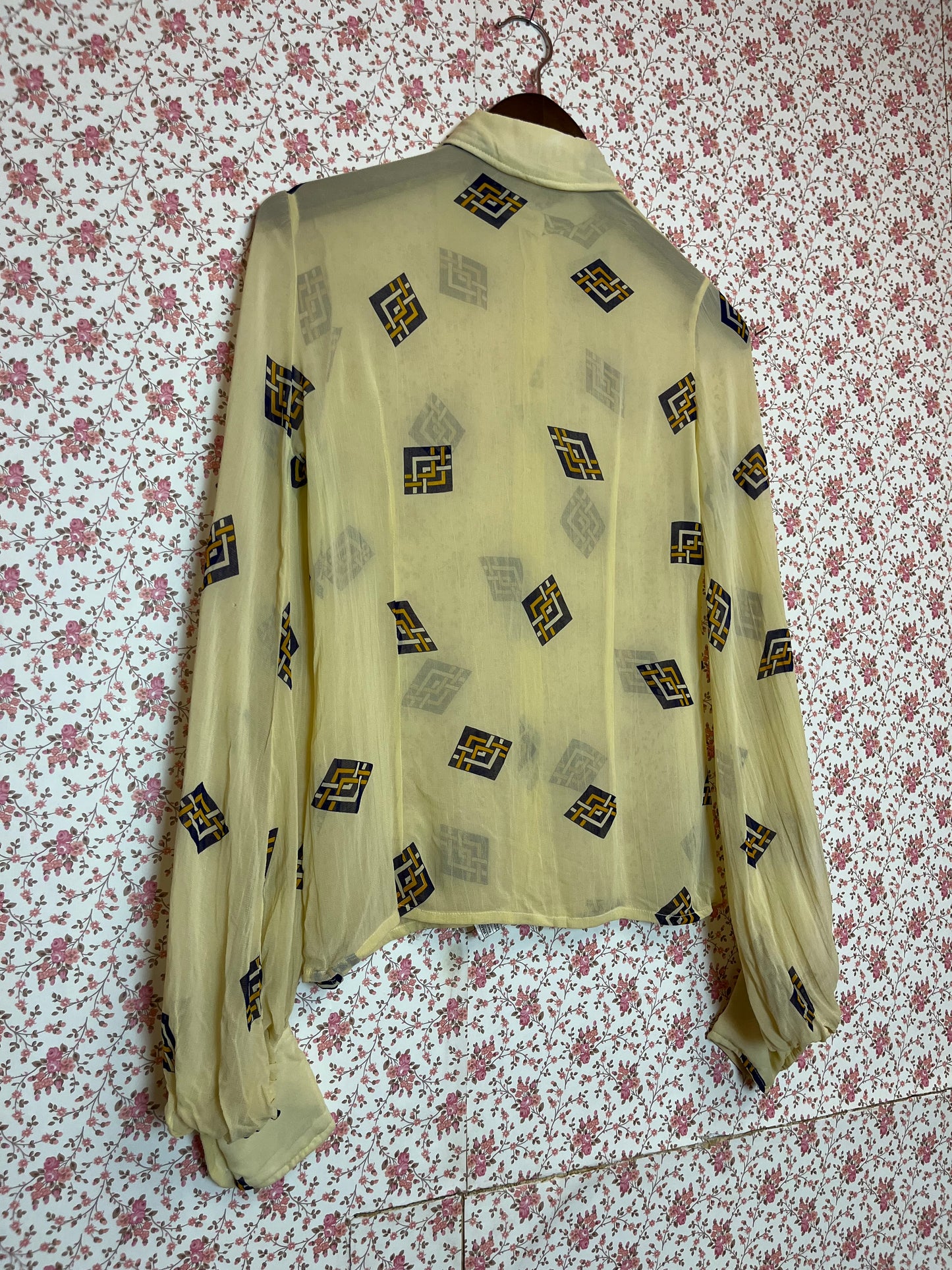 Vintage 1970s Dog Ear Collar Sheer Shirt