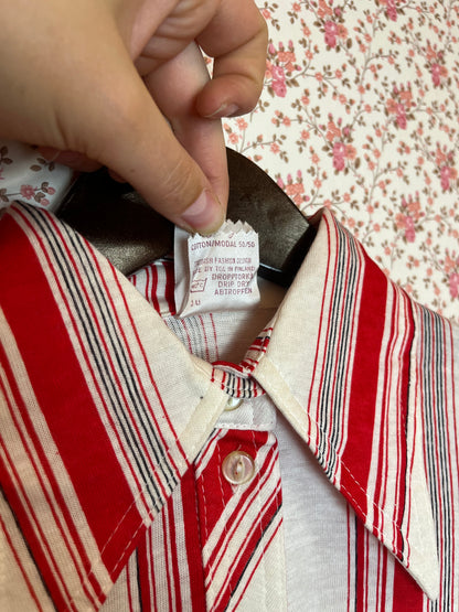Vintage 1970s Red Striped Popover Shirt