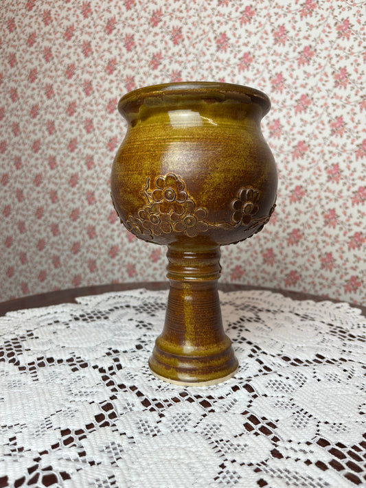 Vintage 1930s Handmade Decorated Small Glazed Pottery Jardiniere