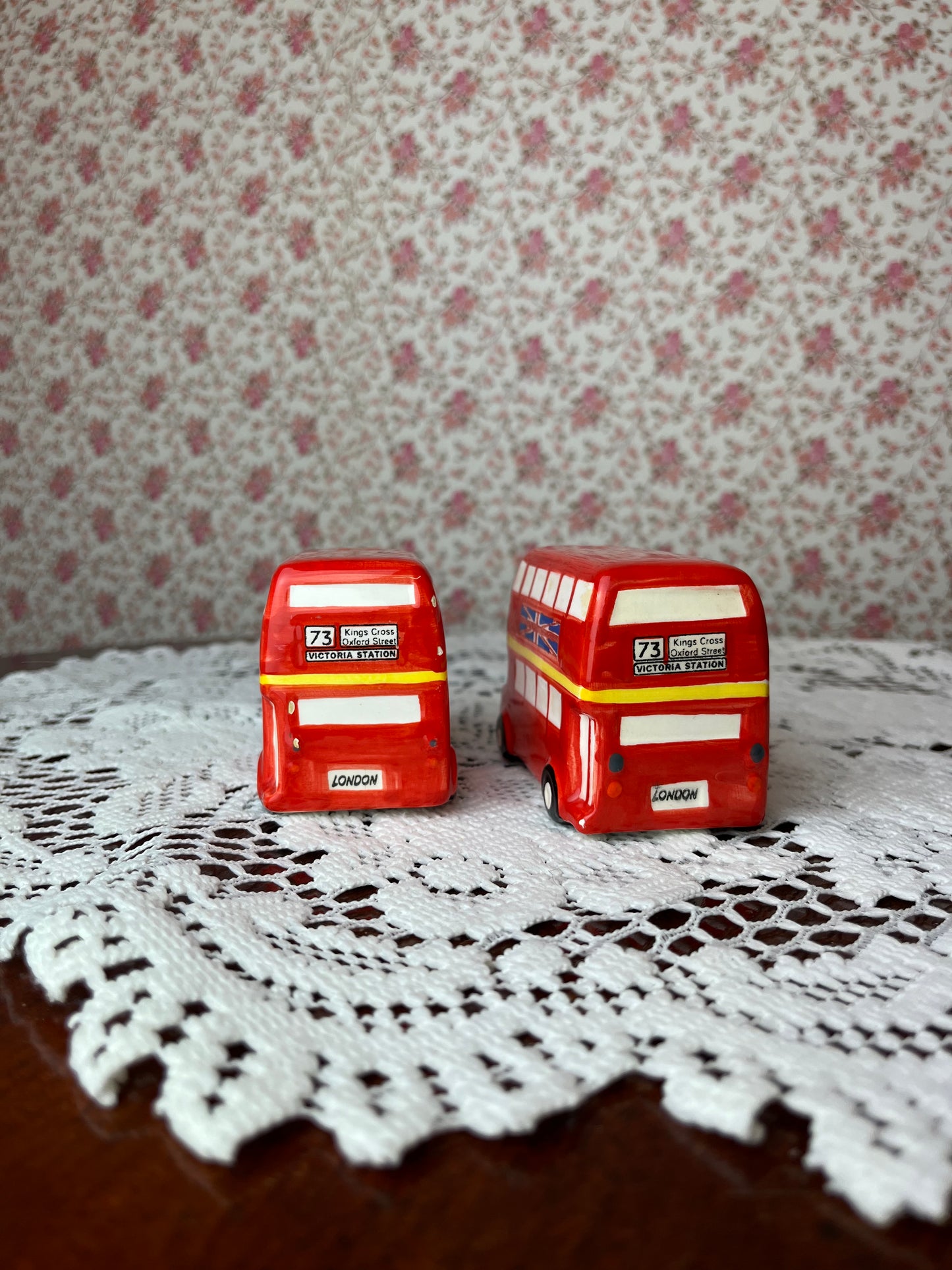Vintage Iconic London Red Double Decker Bus Salt and Pepper Shakers