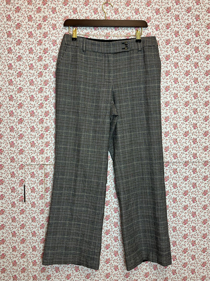 Vintage 1960s Style Checked Kick Flare Trousers