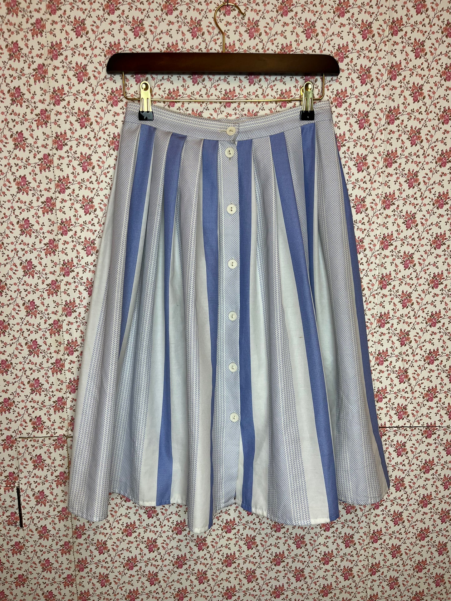 Vintage 1970s St Michael Striped Pleated Skirt