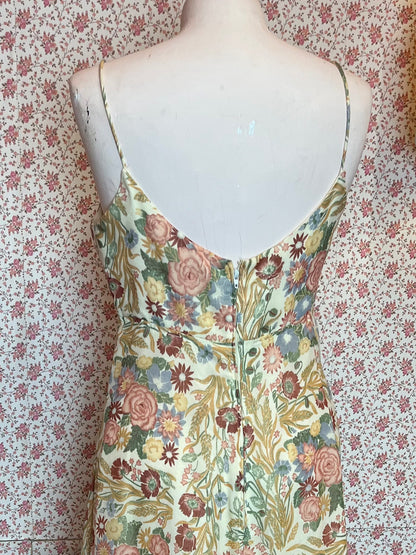 Beautiful Original Vintage 1970s Ladies Garment Union Handmade Floral Maxi Dress