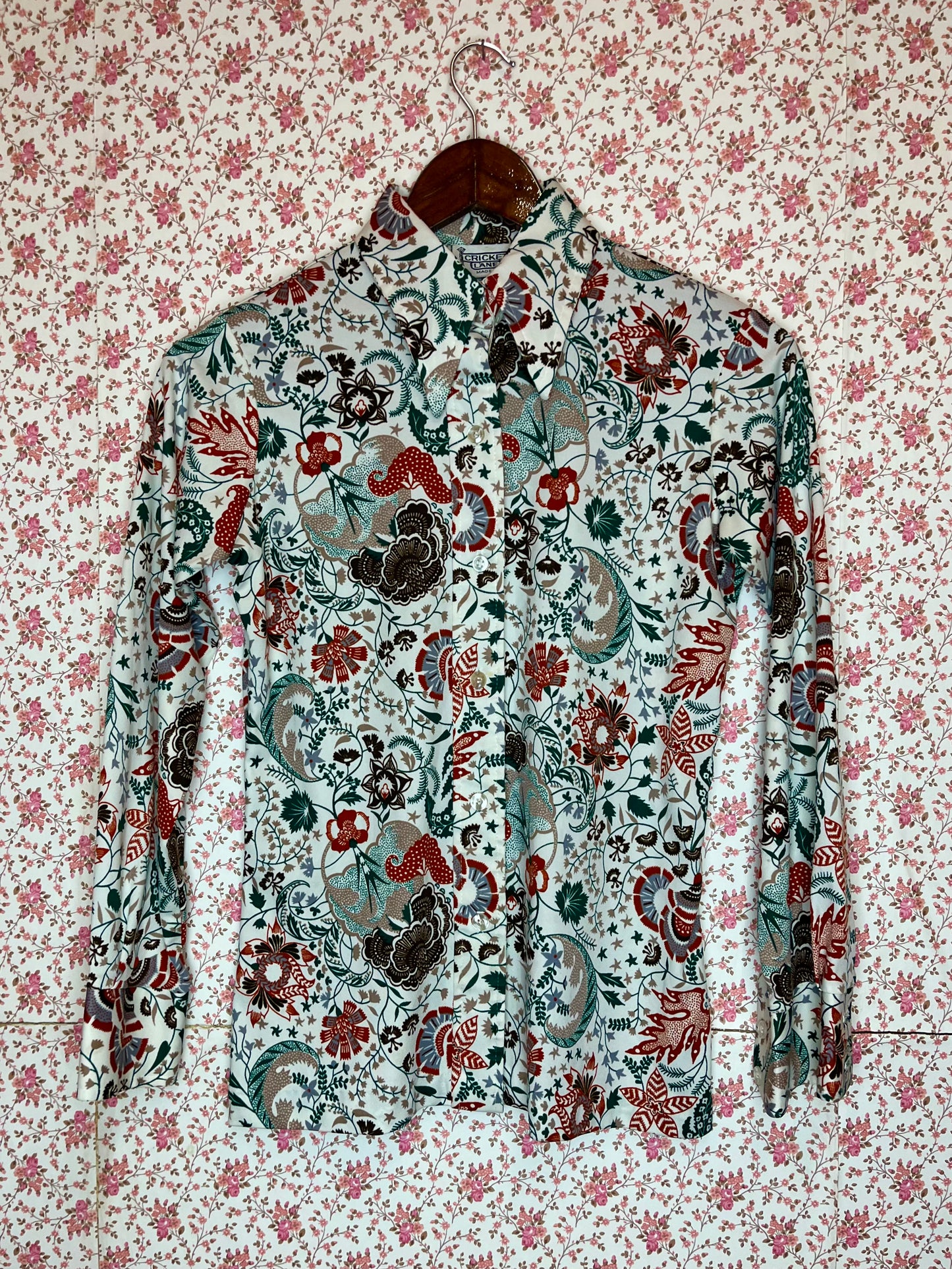 Vintage 1970s Cricket Lane Floral Long Sleeve Shirt