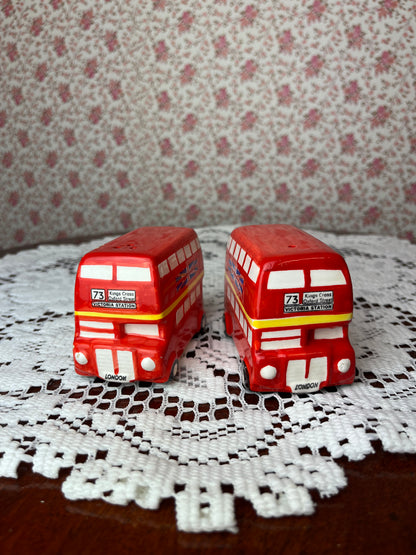 Vintage Iconic London Red Double Decker Bus Salt and Pepper Shakers