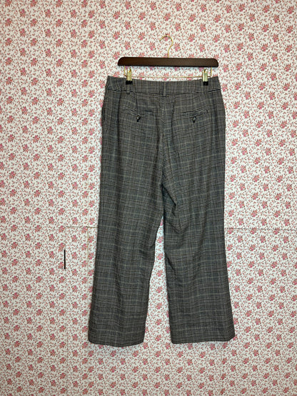 Vintage 1960s Style Checked Kick Flare Trousers