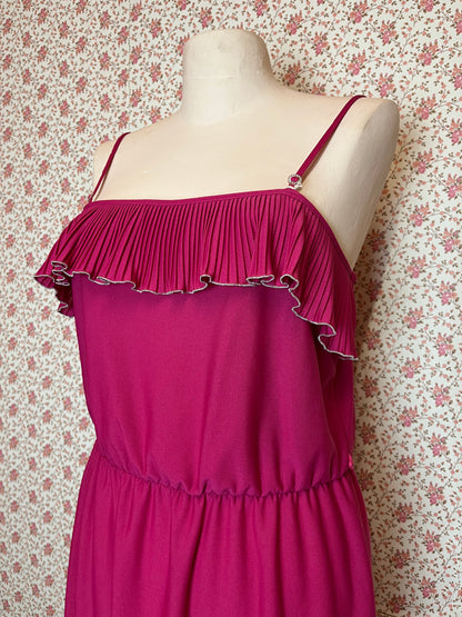 Vintage 1980s Hot Pink Frill Cocktail Dress