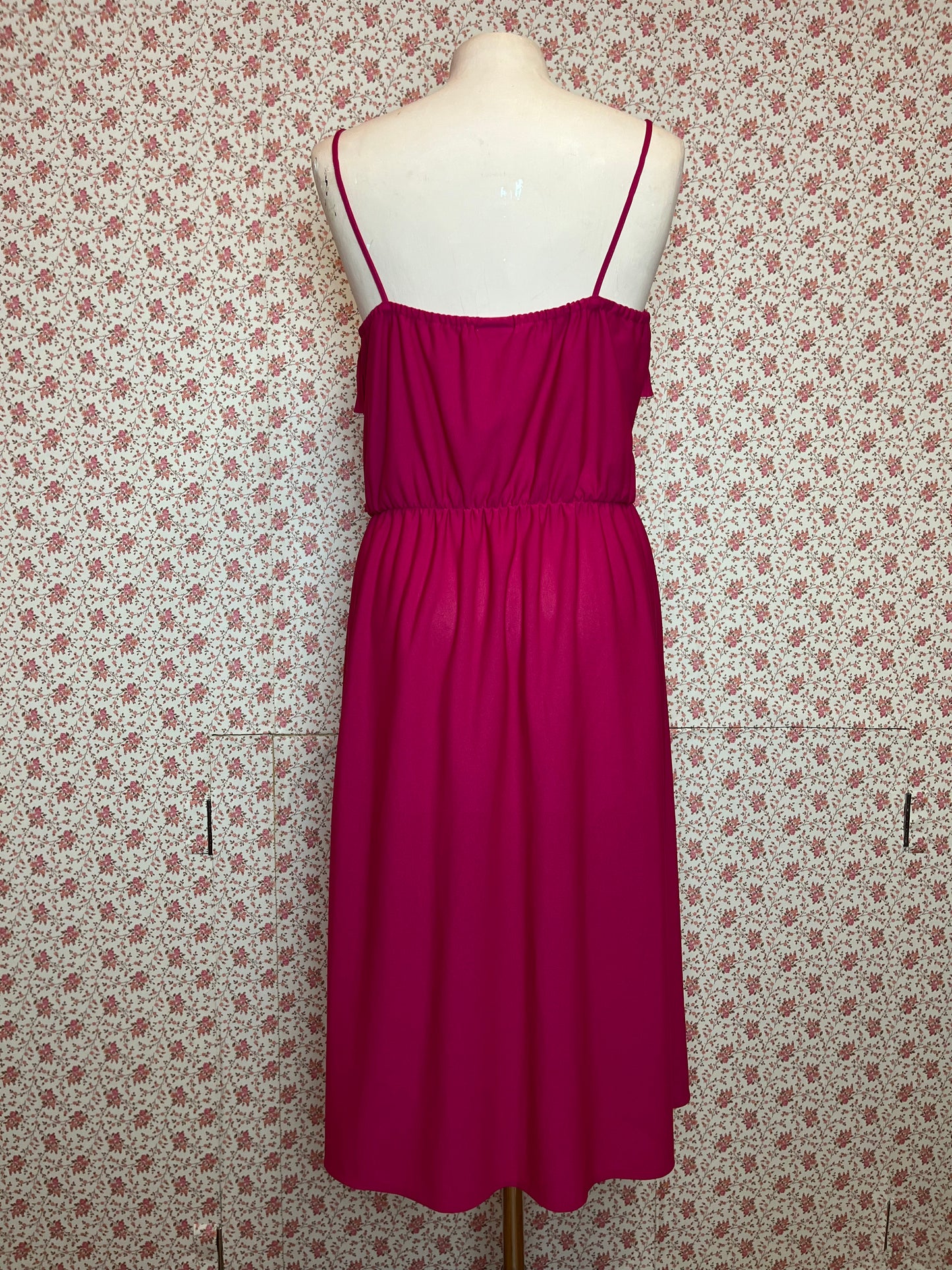 Vintage 1980s Hot Pink Frill Cocktail Dress